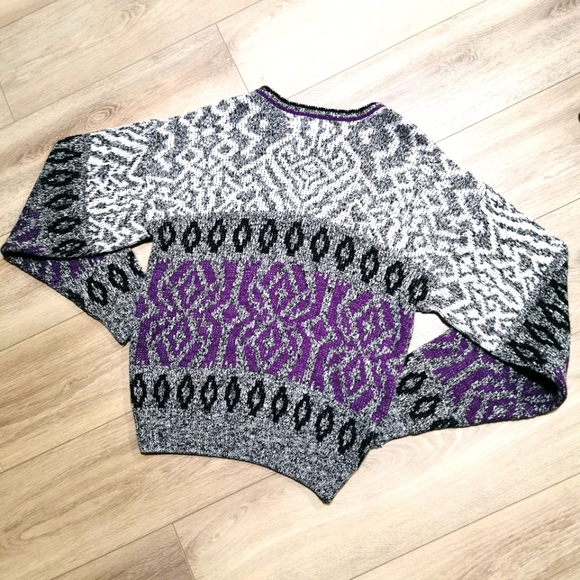 Vintage London Fog Sweater 80s Geometric Sweater - Picture 2 of 6